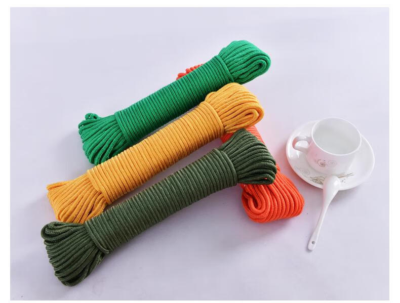 粗泥尼龙呢绒绳子耐磨加粗捆绑绳软绳货车车用晾衣晒被子室外 4mm 20