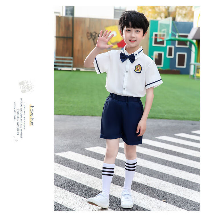 儒芳新品儿童证件照衣服儿童校服套装幼儿园园服夏季英伦风小学生班服