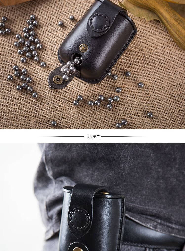 弹弓钢珠腰包 户外牛皮弹弓运动腰包腰带钢夹背夹弹珠包强磁自动出弹