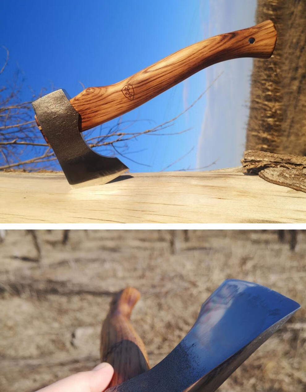 开山斧尼曼斧户外野营斧锻打斧头小手斧子全钢工具赠手工皮斧套锻皮斧