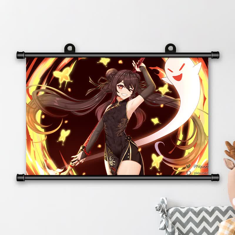 二次元挂画污 原神胡桃海报游戏动漫周边装饰卧寝室壁纸画可爱女定制