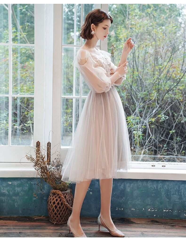 合唱礼服中长款仙女裙结婚晚礼服a款圆领露肩款中长裙xl码130150斤