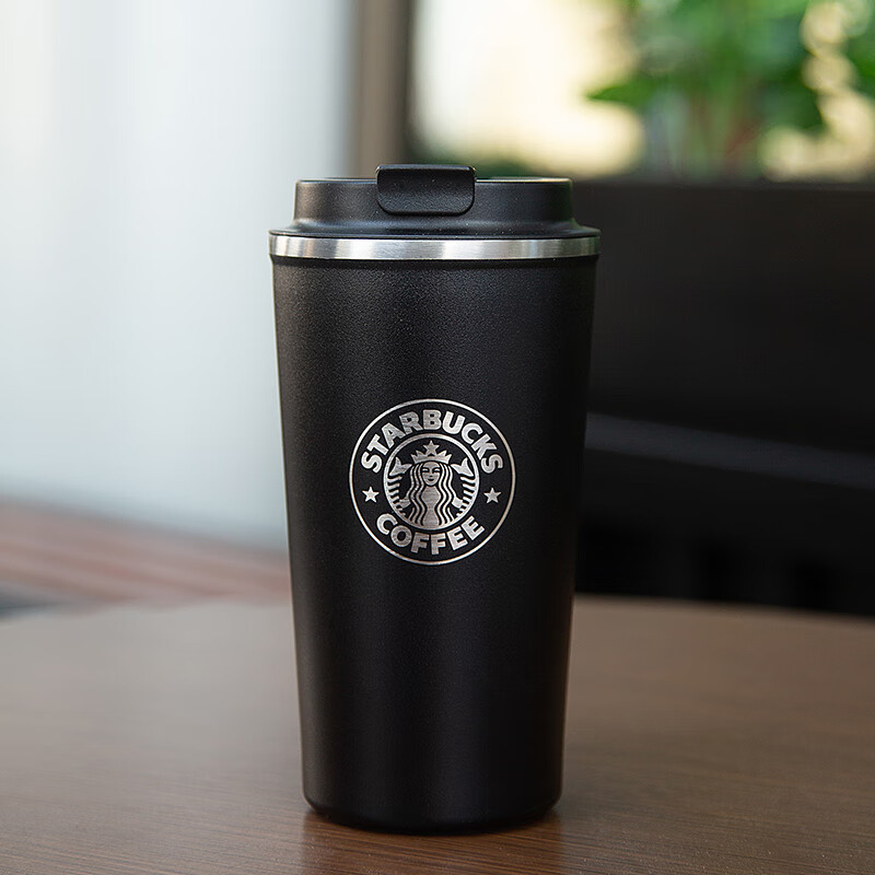星巴克保温杯经典女神不锈钢磨砂车载杯咖啡杯桌面随行杯水杯磨砂黑小