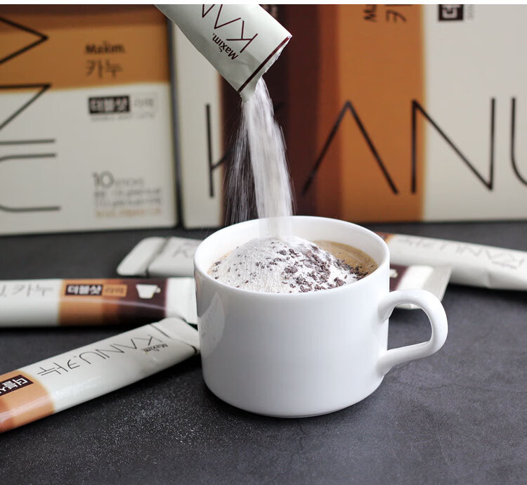 麦馨maxim卡奴双倍拿铁咖啡韩国进口kanu速溶无添加蔗糖香草提拉米苏.