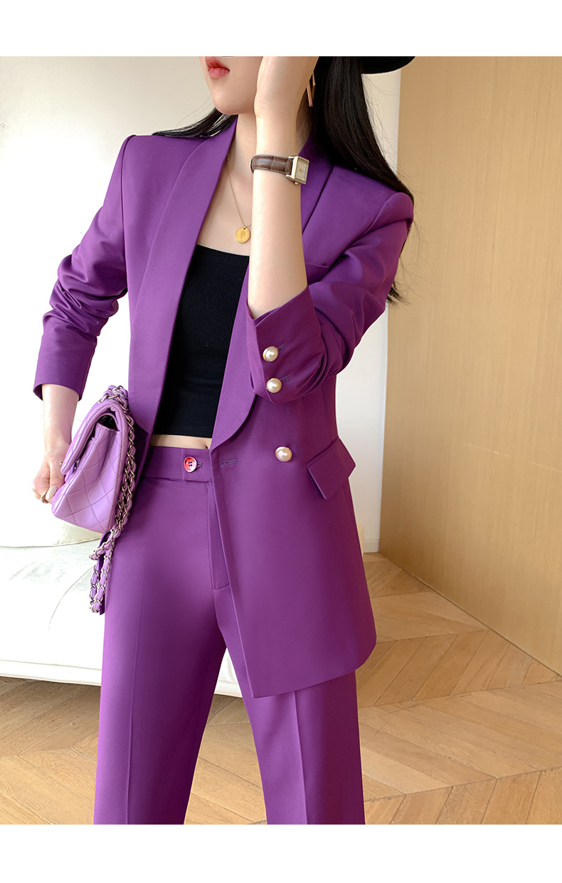 sgirl紫色西装套装女感2022新款英伦风气质职业正装休闲西服春紫色