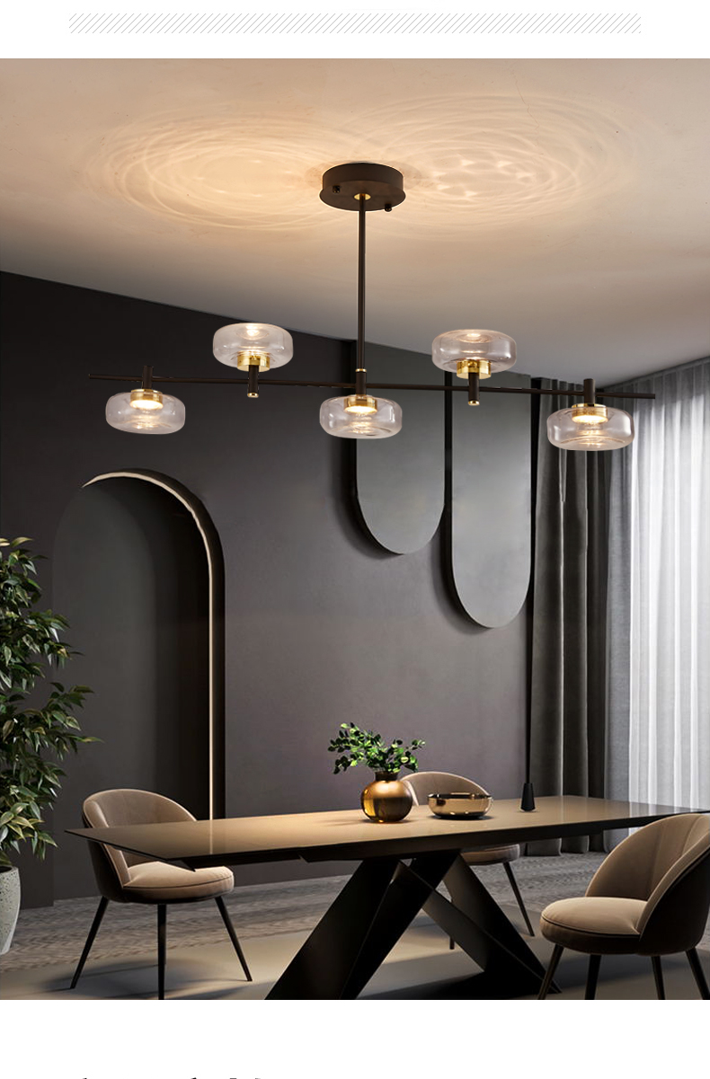 北欧餐厅灯具现代简约创意个性轻奢网红长条饭厅2020新款餐桌吊灯 4头