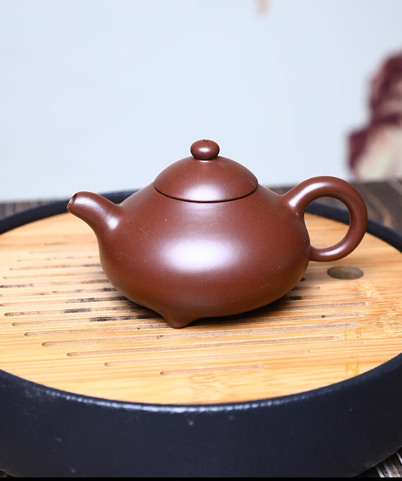 三足玉乳壶宜兴紫砂壶原矿紫泥半手工茶具礼品 紫泥三足玉乳壶210毫升