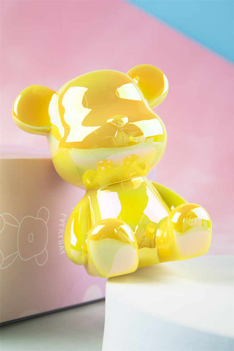 2022新款酷乐潮玩珠光熊创意摆件时尚家居装饰玩具节日礼物女生黄色高
