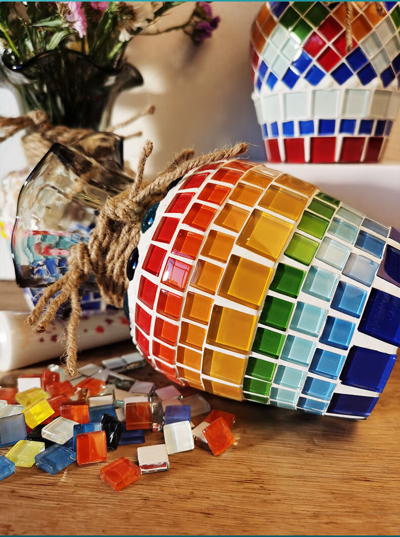 手工diy马赛克大号玻璃水培花瓶材料包风信子瓶儿童子活动自制作绿肥