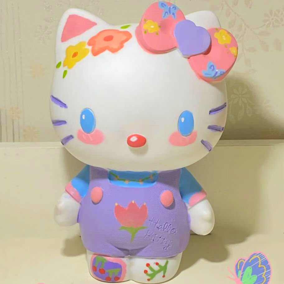 涂色石膏娃娃涂鸦史迪仔彩绘kt猫上色搪胶陶瓷儿童diy手工玩具白胚