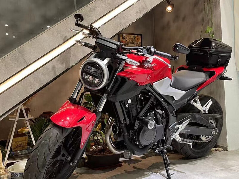 好货cb400f摩托车改装cb300r无损安装车灯配件圆灯大灯总成黑色碳纤维