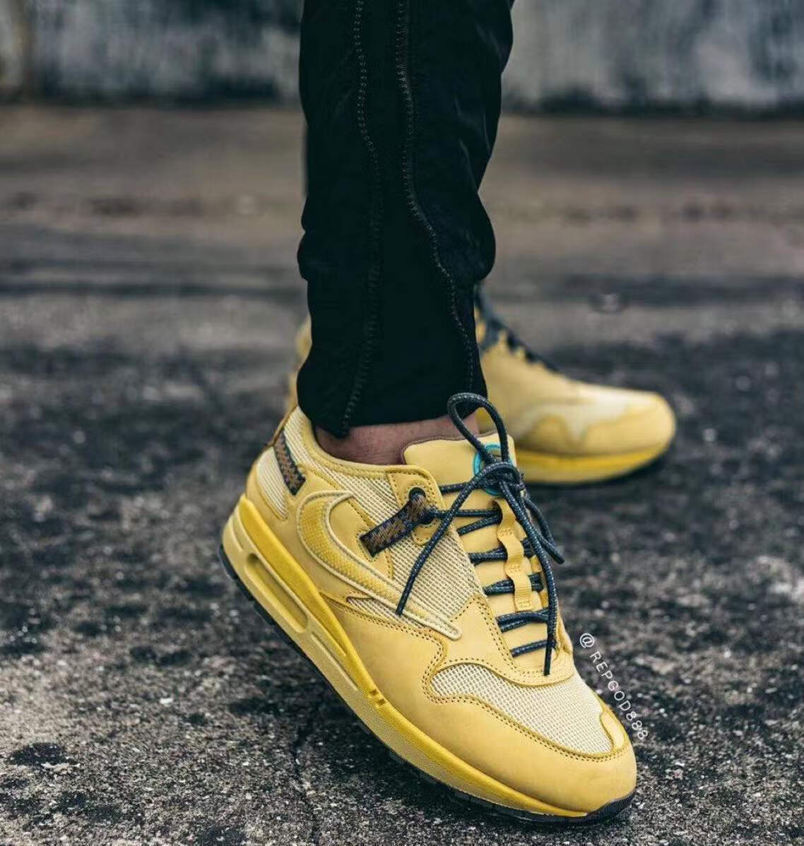 travis scott max1倒钩ts联名 复古休闲跑步鞋卡其棕小麦色男女鞋