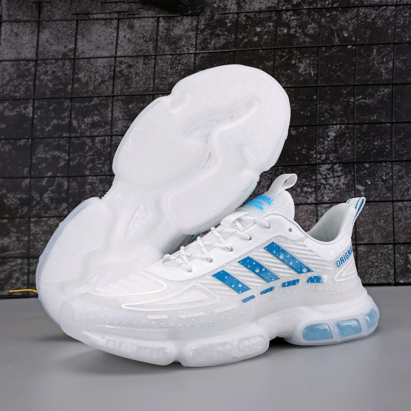 新款真爆米花软底超轻时尚网面情侣气垫男鞋 黑色 8868(真爆米花软底)