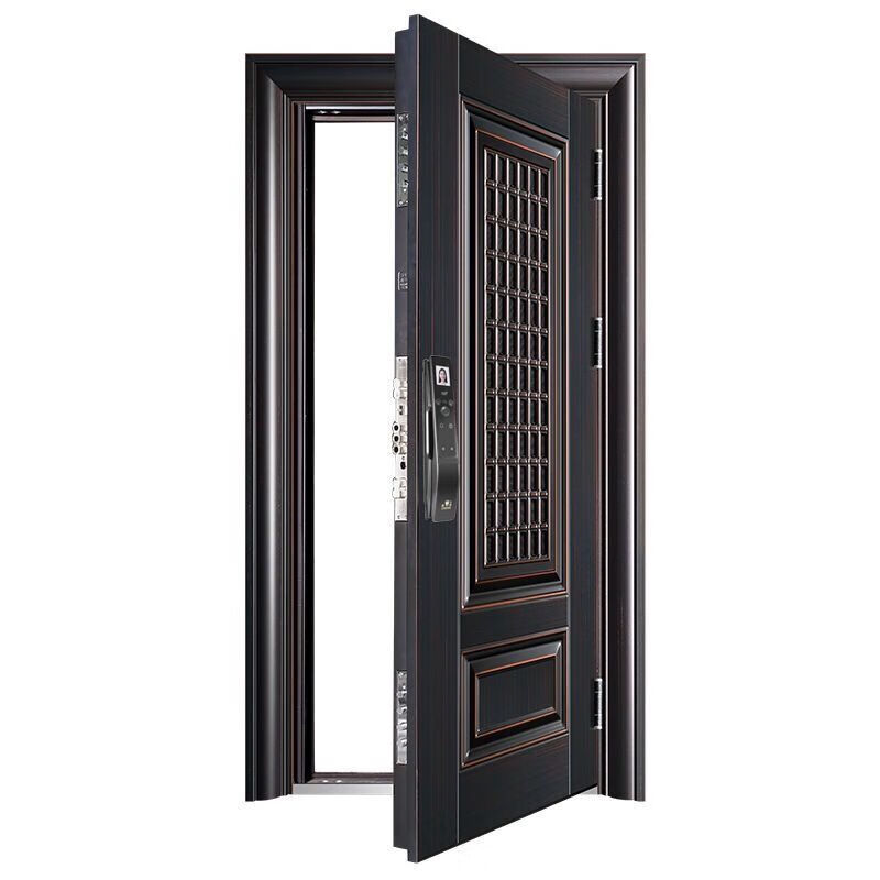 双色甲级防盗门安全门简约通风门中门家用白色进户透气门指纹锁门趣器