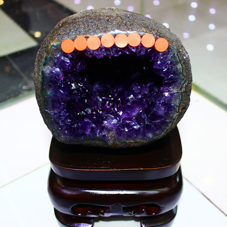 天然紫晶洞石 聚宝盆 紫水晶洞 紫晶洞乌拉圭钱袋子原石摆件 d04款15.