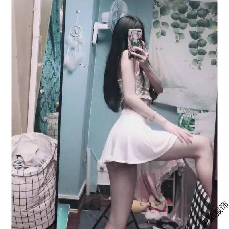 太透了超短超露床上小短裙没内衬包臀百褶透视超短裙红色均码