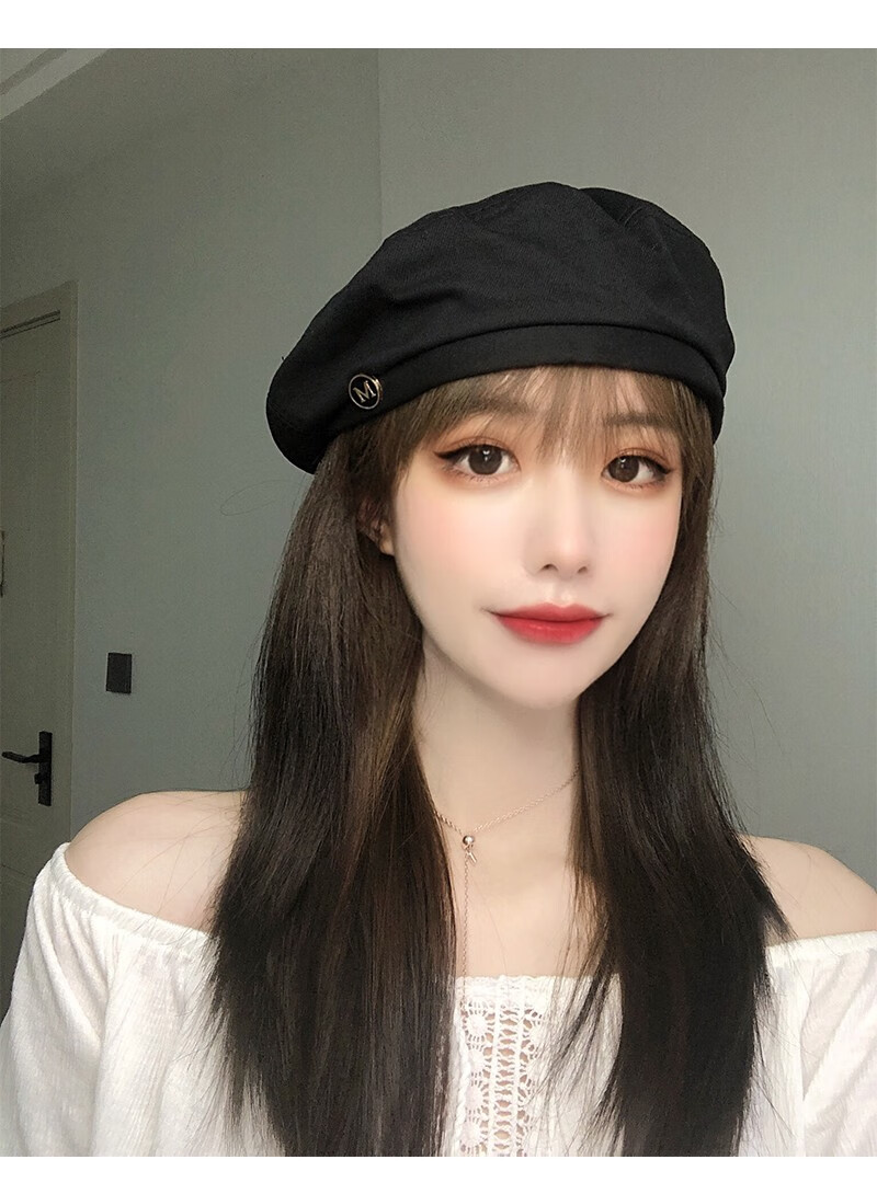 千银鸟贝雷帽女薄款夏季黑色ins八角帽子网红韩版日系英伦复古画家帽