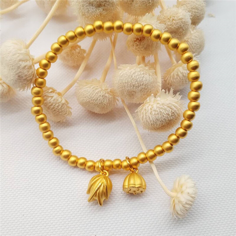 【京选臻品】足金999光面小金珠佛珠3d硬金圆珠子di