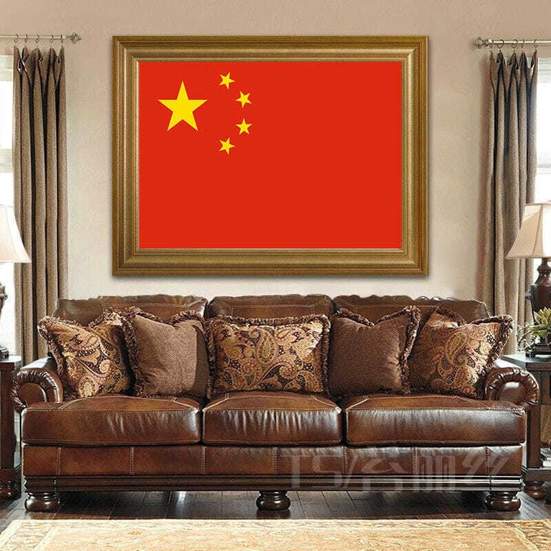 五星红旗党旗线绣中国风手工小幅学生新手简单绣红旗可定制 五星红旗