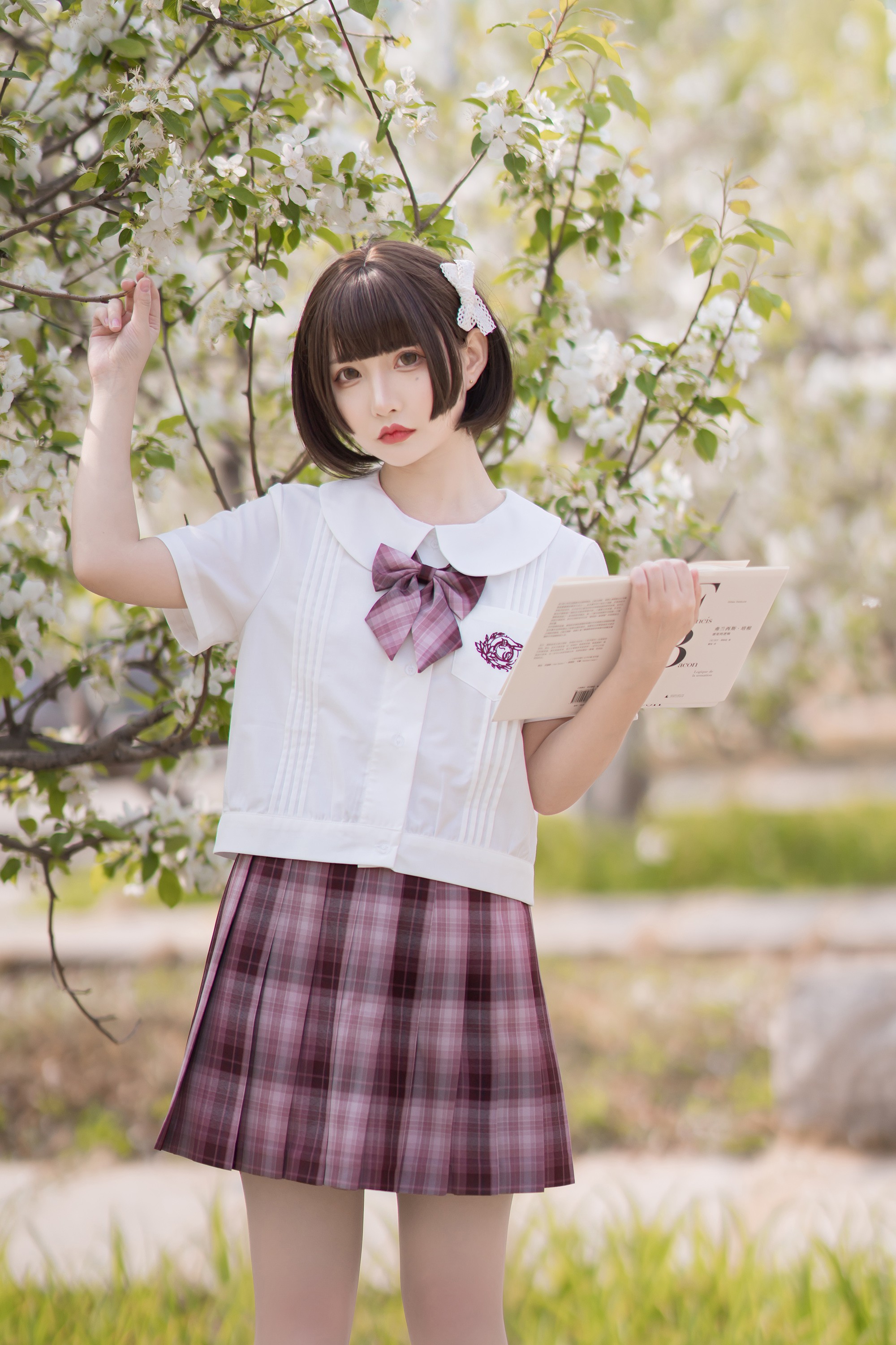 御茶家干枯玫瑰格裙原创日制校供jk格裙套装夏季格裙女半身裙 45cm裙