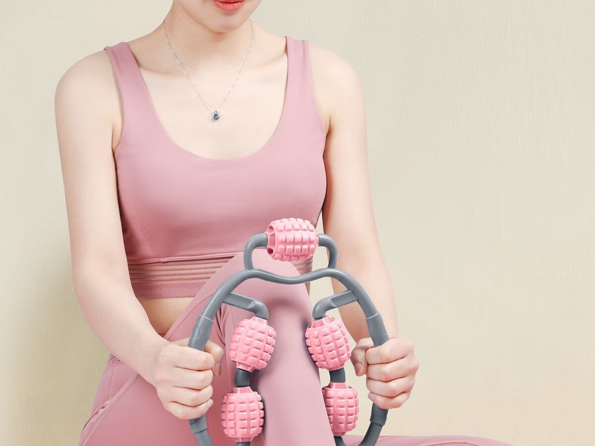 现货现发环形夹腿部按摩器消除肌肉放松小腿滚轮减肥美腿器女神器卡尼