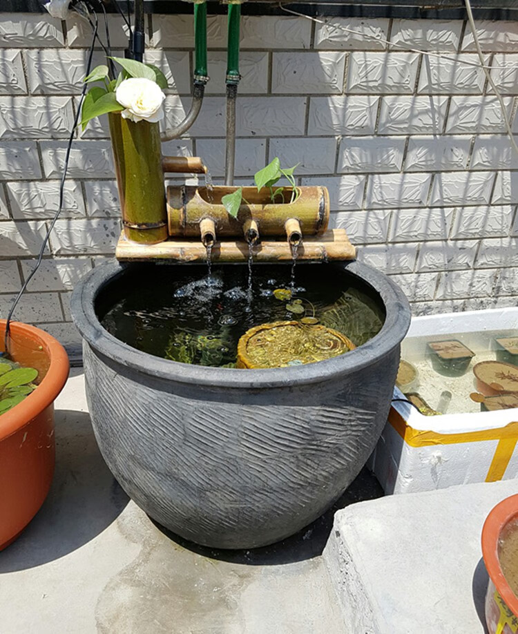 家用睡莲盆罐水无釉养乌龟鱼缸庭院荷花缸土陶造景大水缸sn8713 50