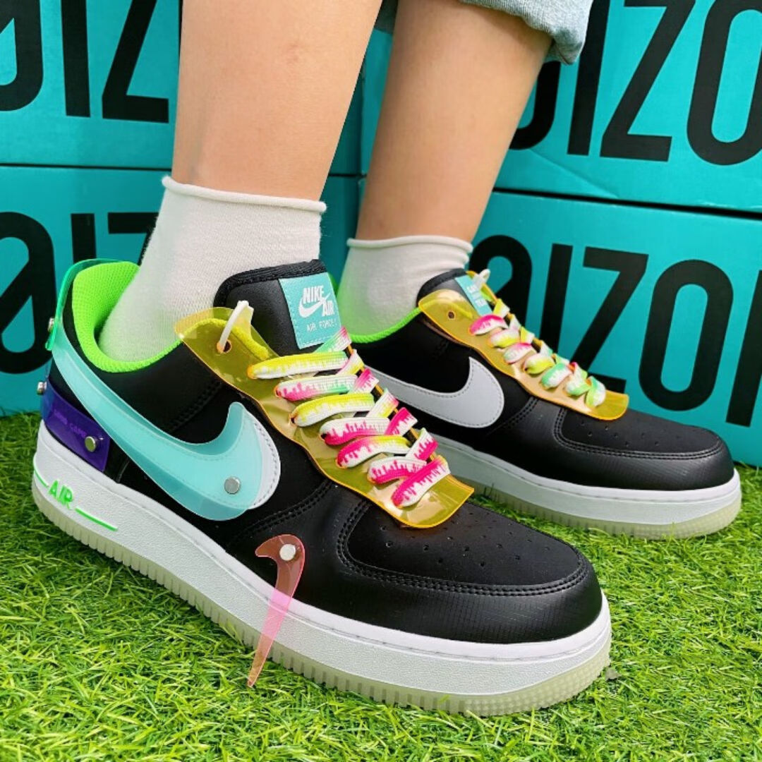 男女鞋force1开拓者炫彩镭射空军一号af1电玩像素高低帮休闲板鞋空军