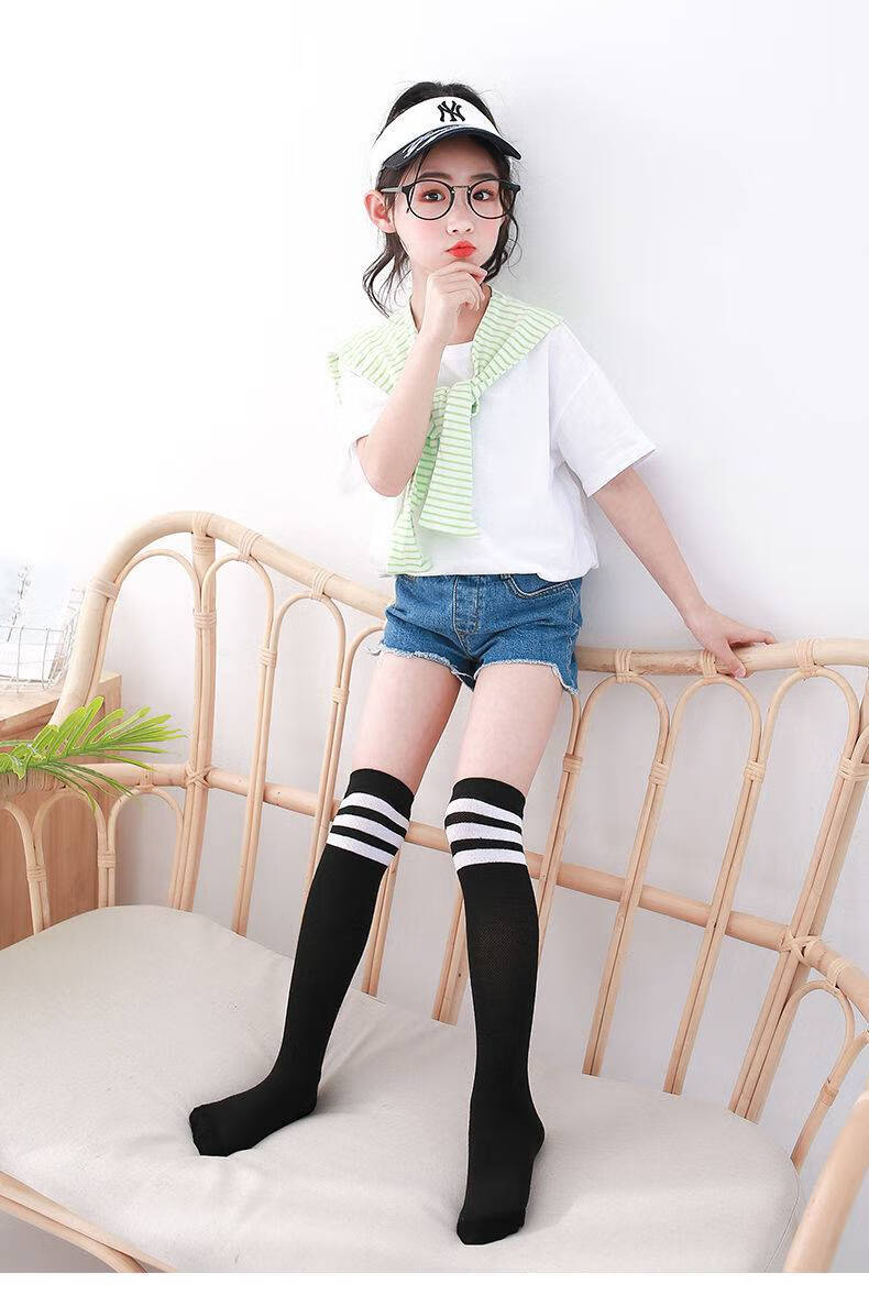 秉藜女童长筒袜夏季薄款网眼儿童中筒袜过膝盖棉高筒半截宝宝长袜子防