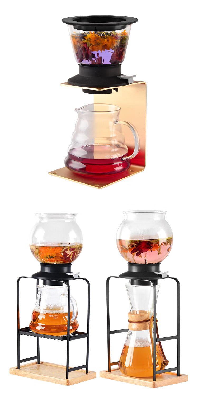 日式水塔壶耐热玻璃萃茶壶泡茶壶大容量加厚冲泡水果茶冷萃过滤器水塔