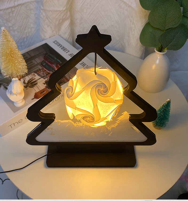 创意礼物纸雕灯圣诞心愿树diy制作材料包手工民宿客厅摆件3d立体光影