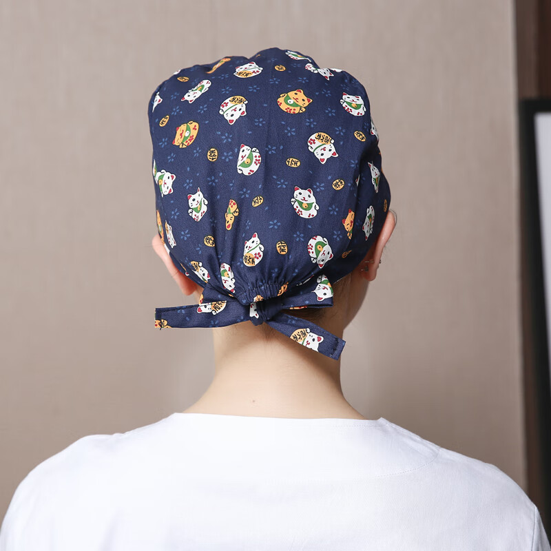 帽女棉印花护士室帽子月子包头帽牙科口腔帽男丛林帽子可调节男女通用