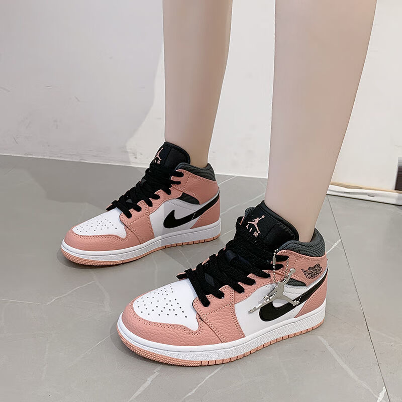 耐克aj1mid乔1中帮巴黎灰蓝黑紫韩版百搭男女学生休闲板鞋852542-105