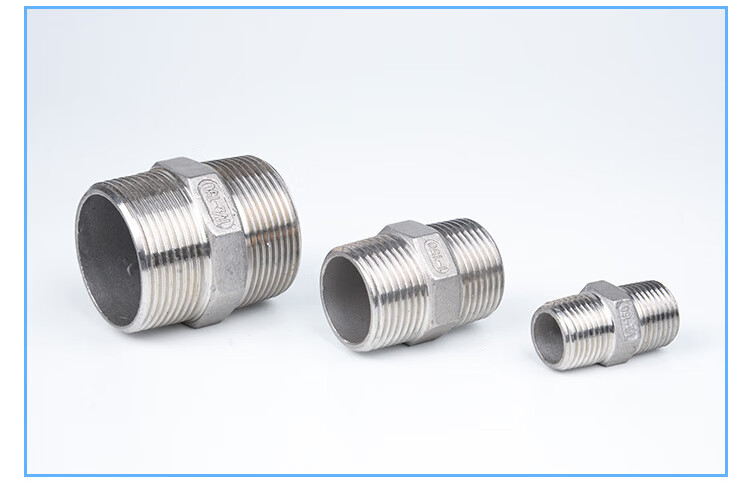 304不锈钢六角丝双头对丝接头外丝直接内丝短接直通水管4分6分1寸dn