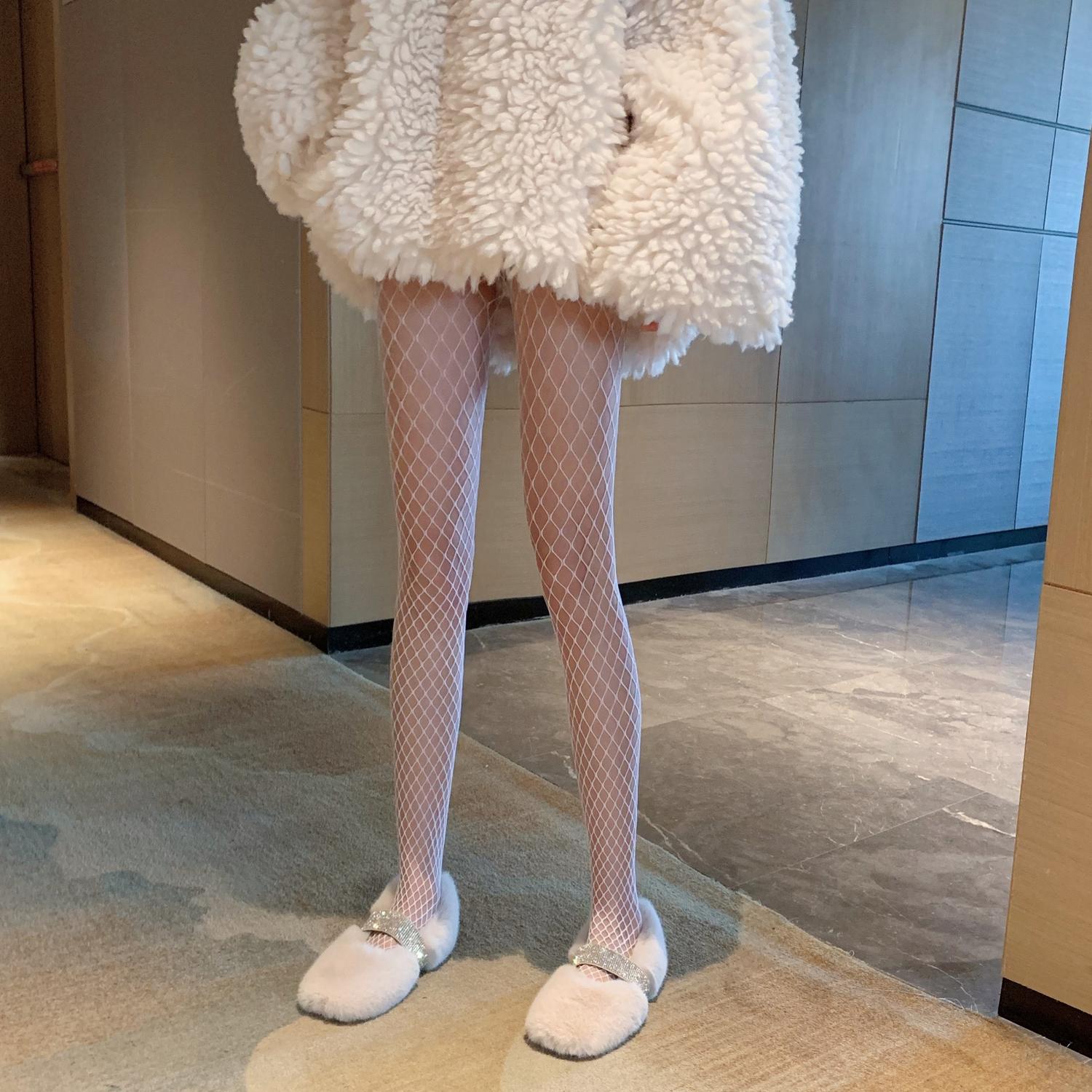 巴黎世家官方2022新款渔网袜子黑色丝袜女夏季超薄款长