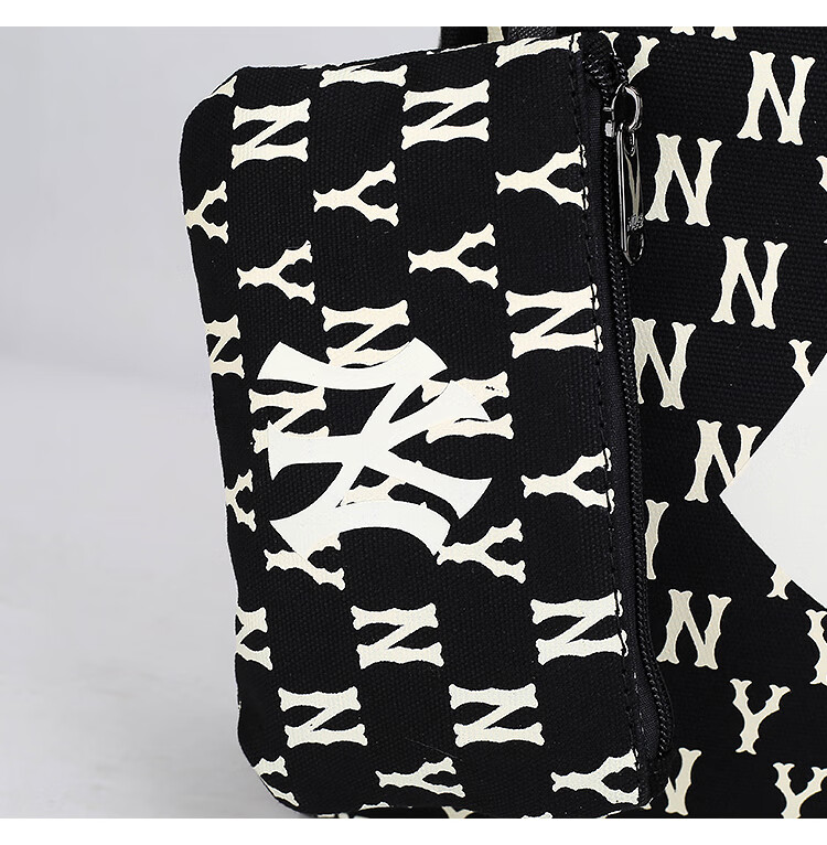 韩国mlb洋基队ny帆布托特包满标老花手提购物袋女士大容量单肩通勤包