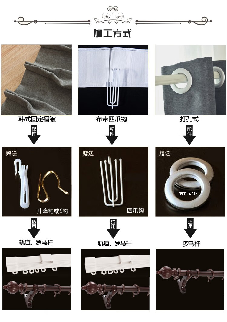 窗帘挂钩穿法 韩式图片
