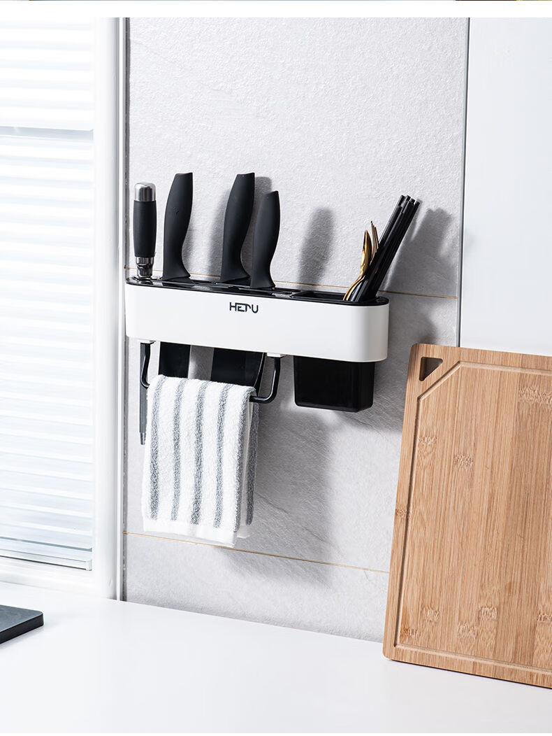 厨房置物架免打孔壁挂式刀架挂架多功能厨房刀具筷子筒一体收纳架壁挂