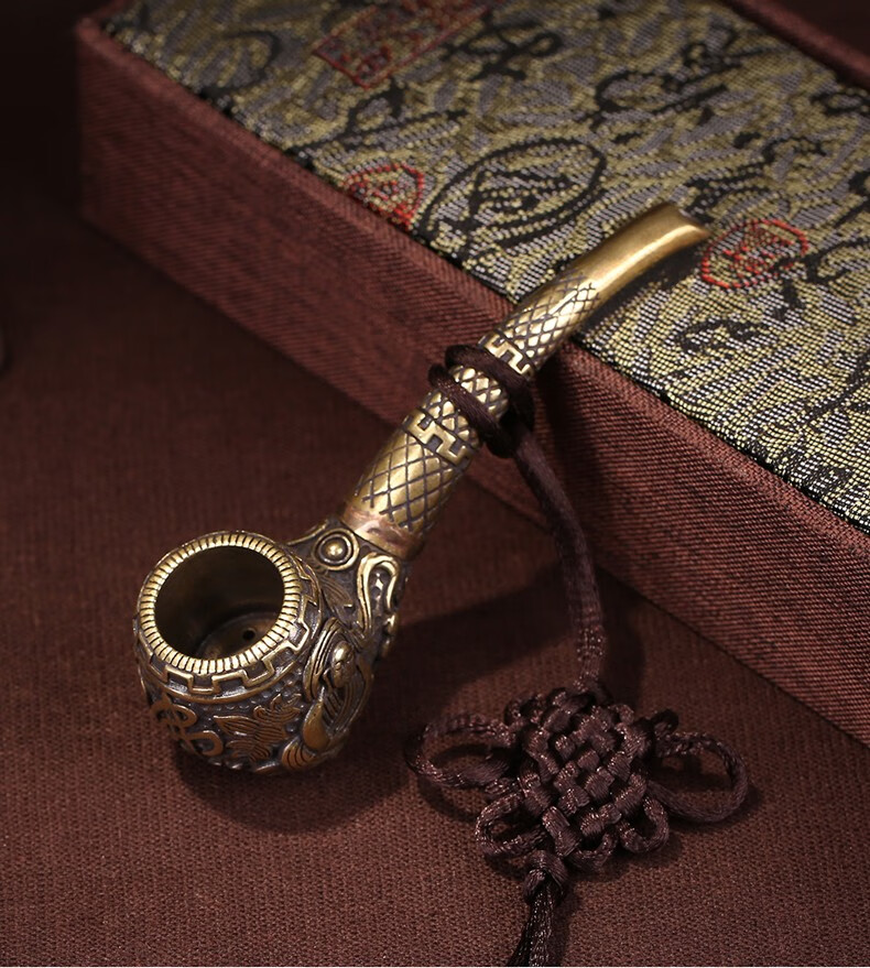 手工大容量纯铜佛祖烟斗男士复古老式两用便携旱烟丝送长辈男大气礼物