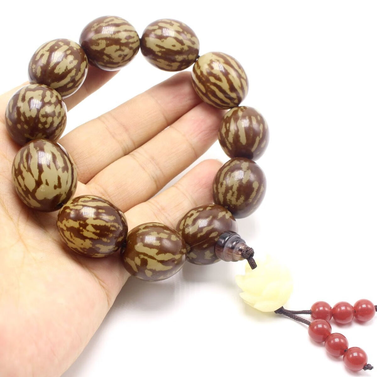 【网红款】【虎斑菩提手串】白菩提根原籽打磨大花菩提根手串大虎斑