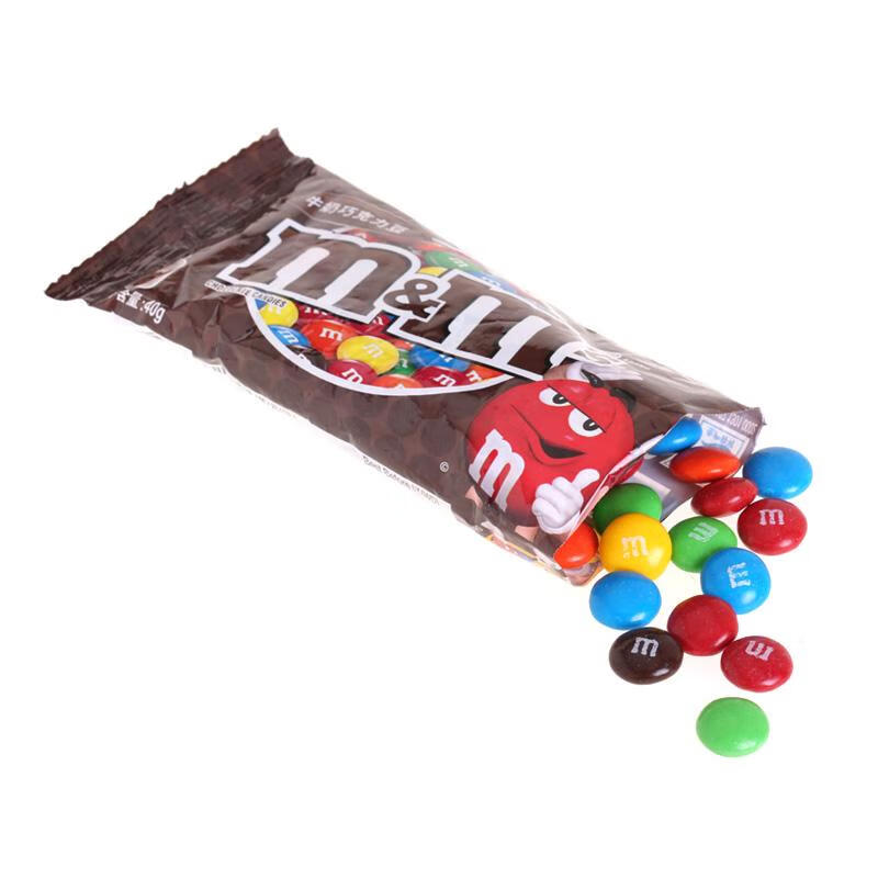 mm豆巧克力m豆mm豆40g花生牛奶巧克力豆整盒儿童休闲零食可拼aa40g