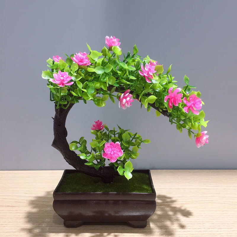 现货直发月牙仿真花盆栽假花塑料花盆景客厅装饰酒柜桌摆件家居装饰