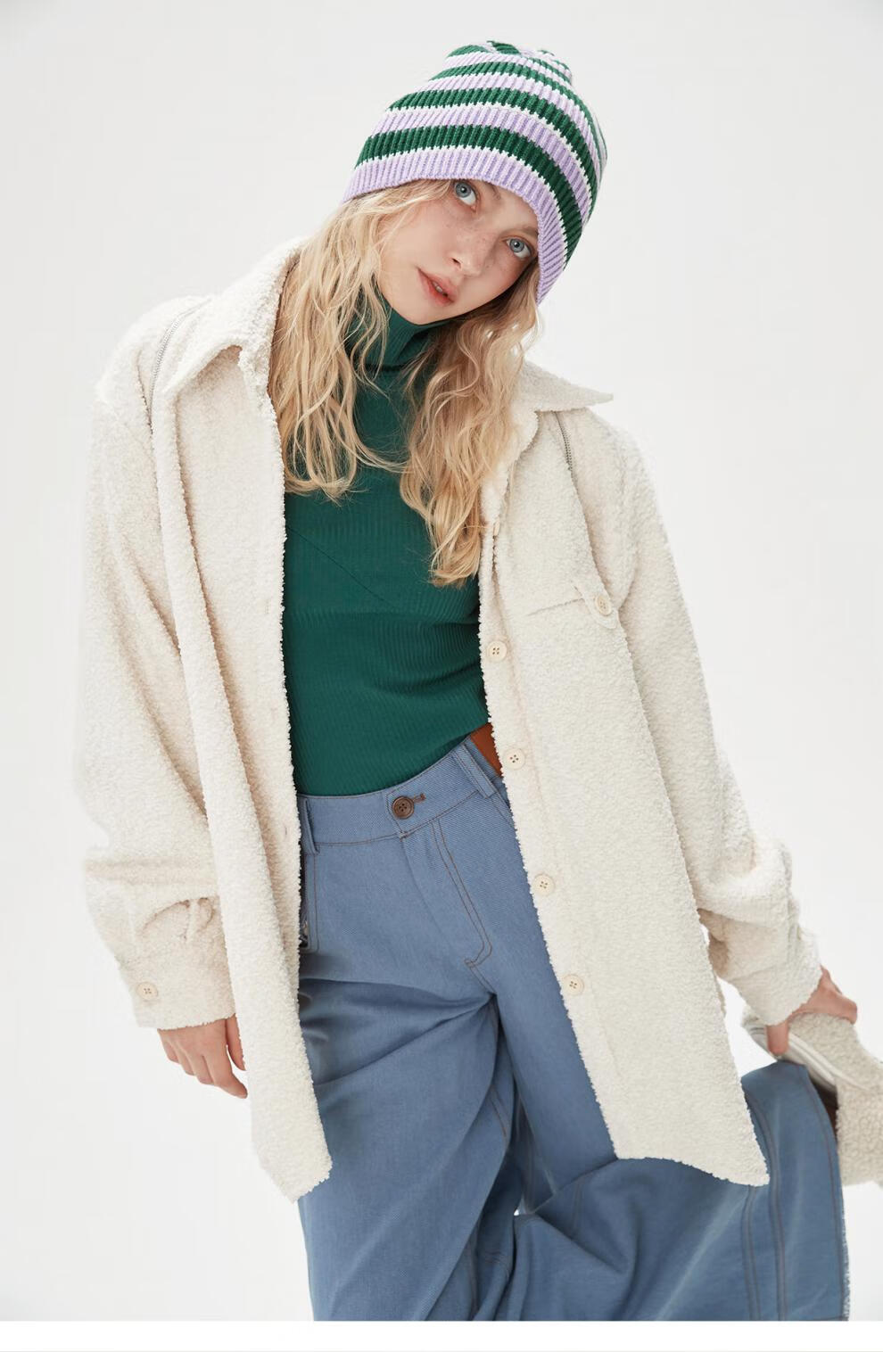 毛毛外套女冬加厚dollbe摇粒绒毛毛衬衫外套季抓绒设计感毛毛绒上衣米