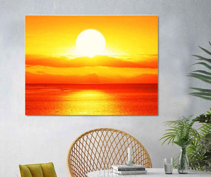 太阳挂画 旭日东升装饰画客厅挂画卧室壁画风水画红太阳无框画鸿运