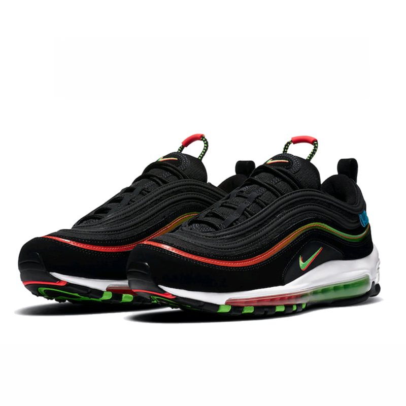 nike耐克air max 97 worldwide全掌气垫男子黑红绿反光气垫运动休闲鞋