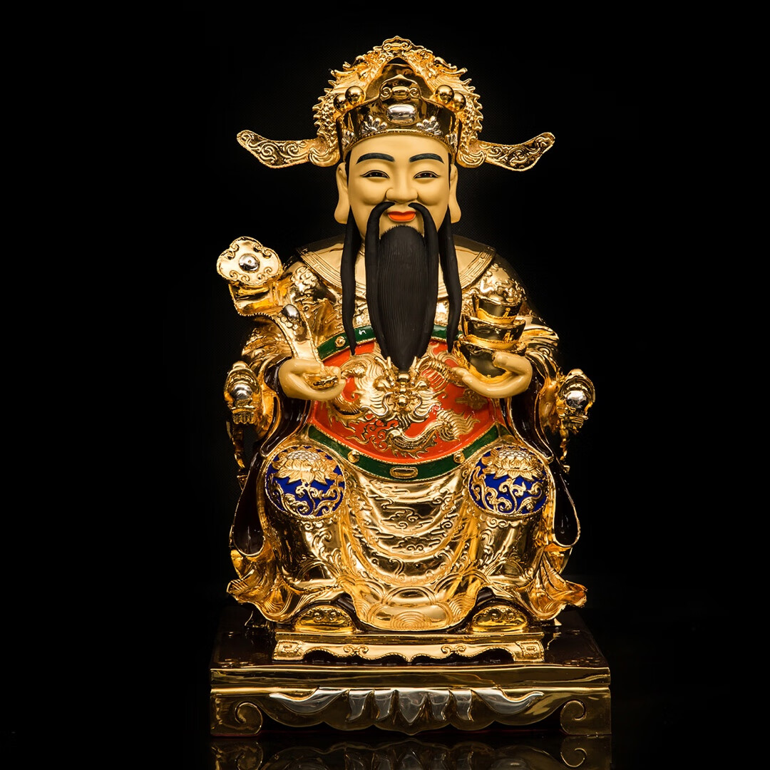 铜鎏金 财神爷神像 财神爷摆件 文财神佛像佛堂 家用 高24厘米财神