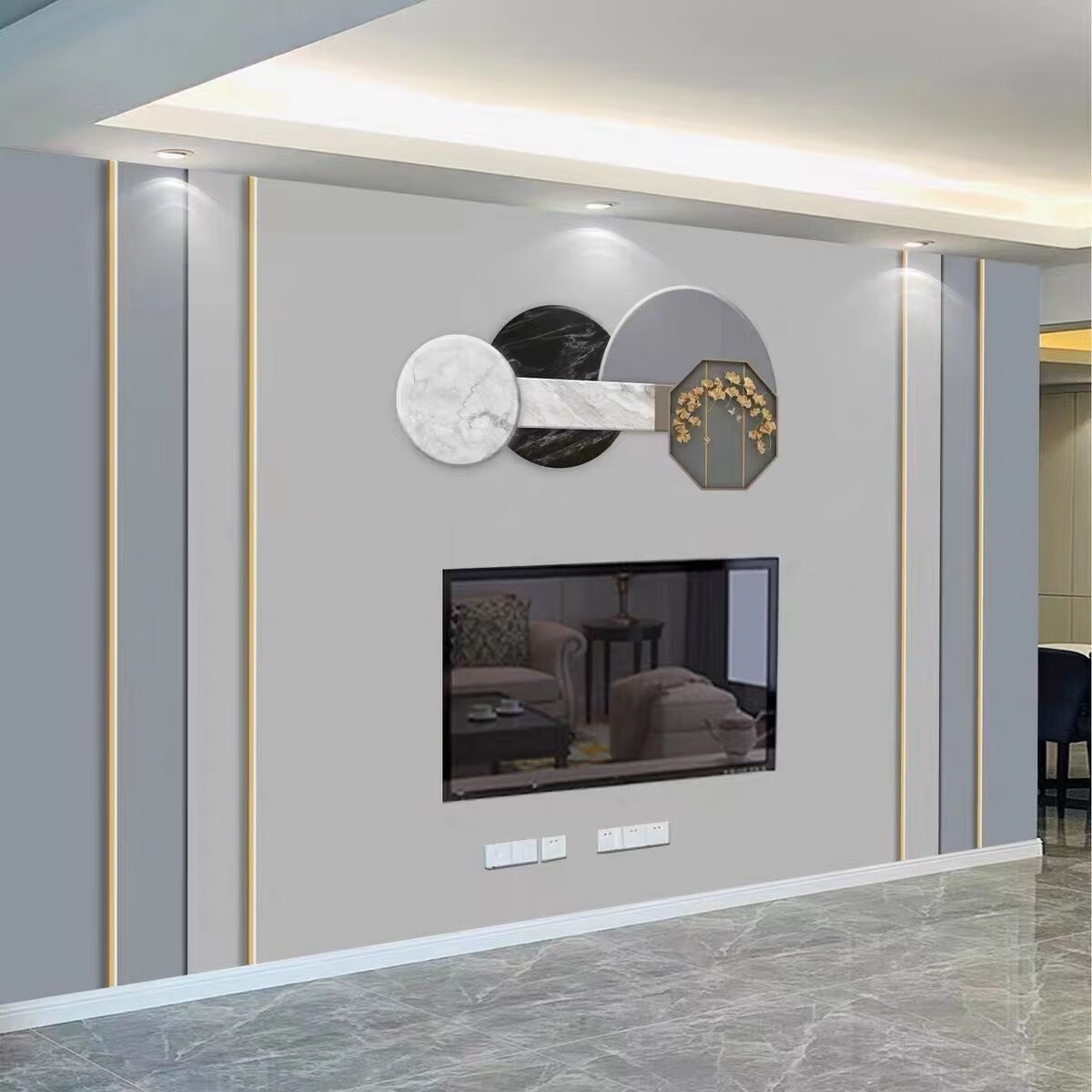 wj电视背景墙壁画2022年新款壁纸北欧风格墙布客厅麋鹿简约现代壁布