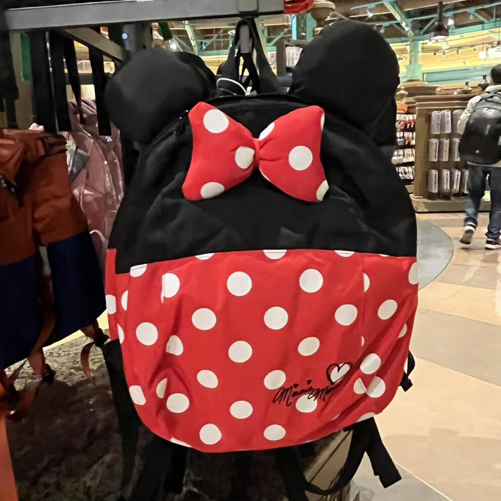 迪士尼旅行包上海迪士尼米妮双肩背包旅行背包大容量包包女学生文具