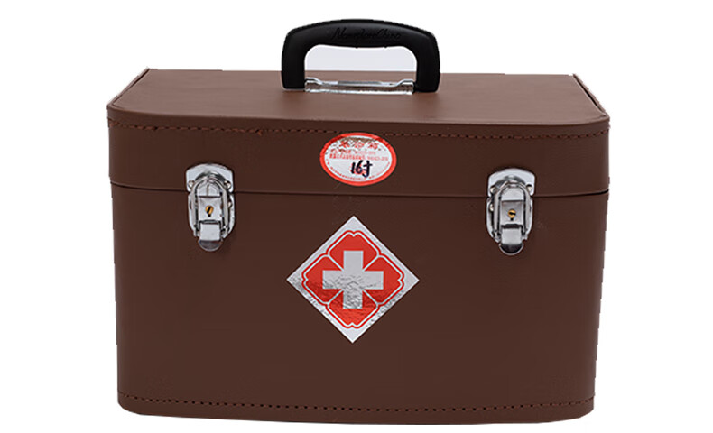 大号皮革医药箱出诊箱老药箱表演皮制收纳箱家用16寸16寸皮方盖