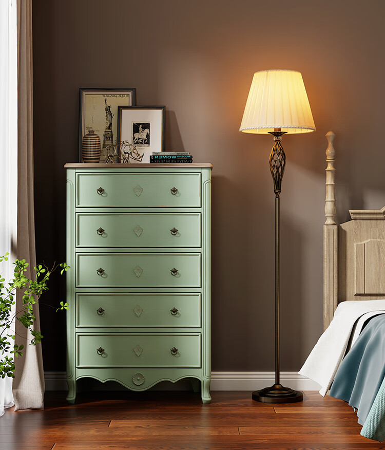 美式斗柜卧室实木五斗柜梳妆台一体收纳柜复古靠墙多功能高储物柜