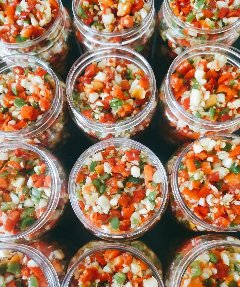 农家特产手工制作青红彩椒 蒜蓉辣椒酱瓶装超辣下饭菜辣椒酱 青红彩椒